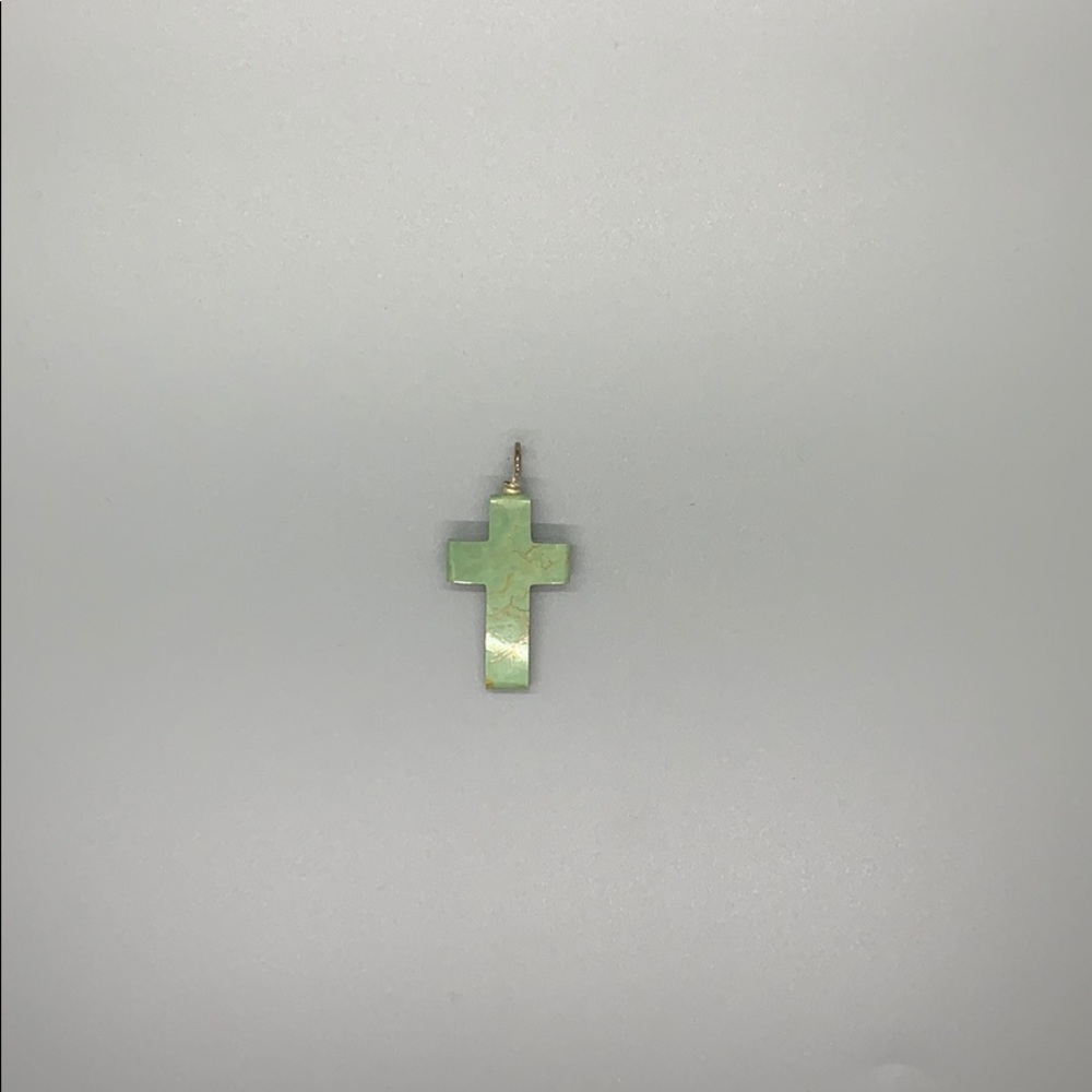 Lime Turquoise Cross Keychain